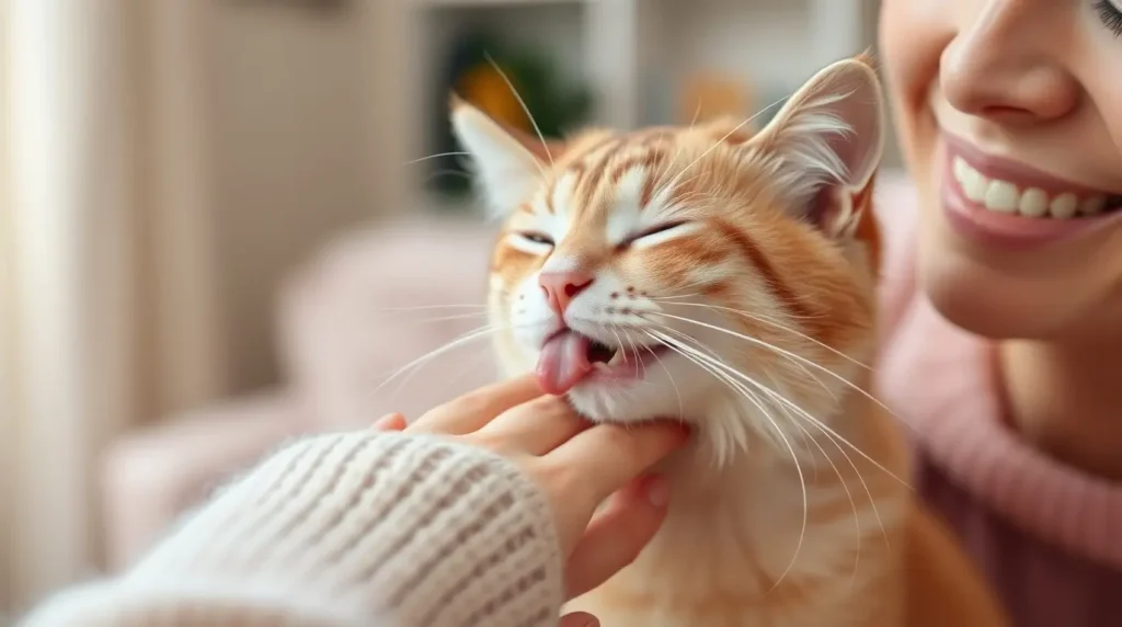 A cat gently licking its owner's hand, illustrating the question, "Why do cats lick you?" and the deeper meaning behind this feline behavior.