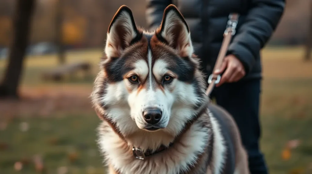 A well-trained Pull Husky exercising outdoors with its owner, demonstrating essential fitness routines for health care pet Pull Husky maintenance.