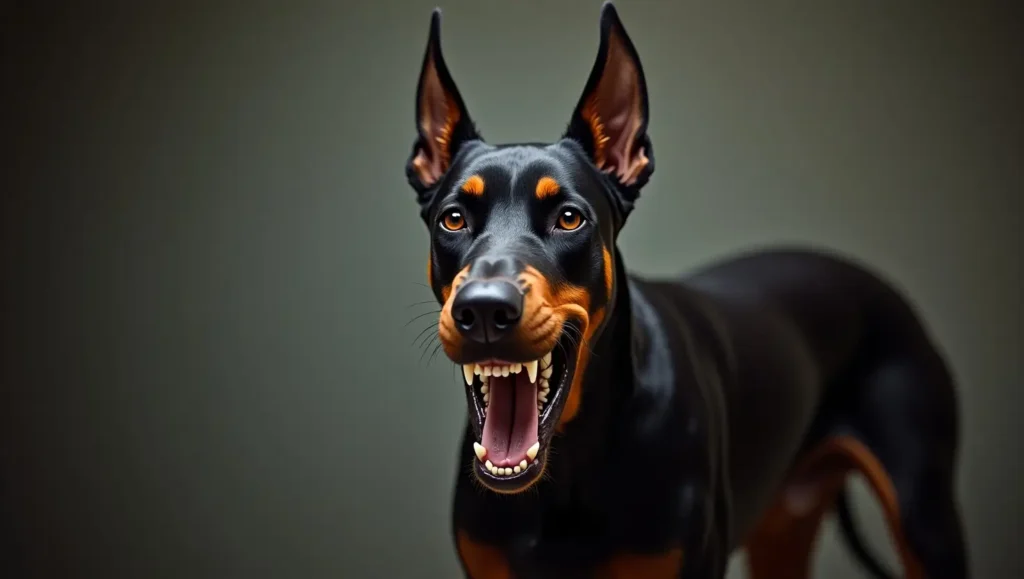 Doberman Pinscher posing elegantly among the most dangerous dog breeds.