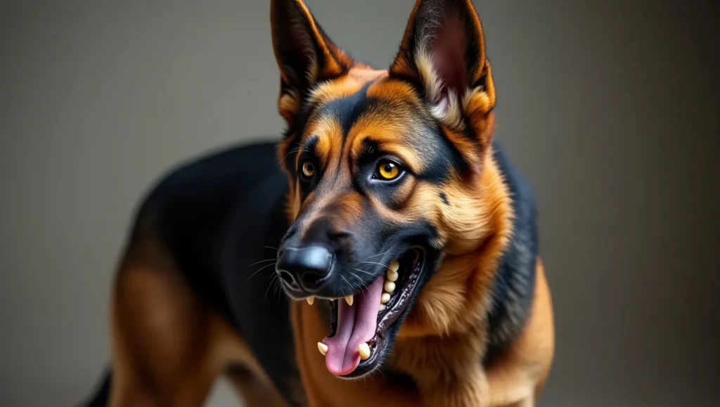 German Shepherd alert and focused among the most dangerous dog breeds.