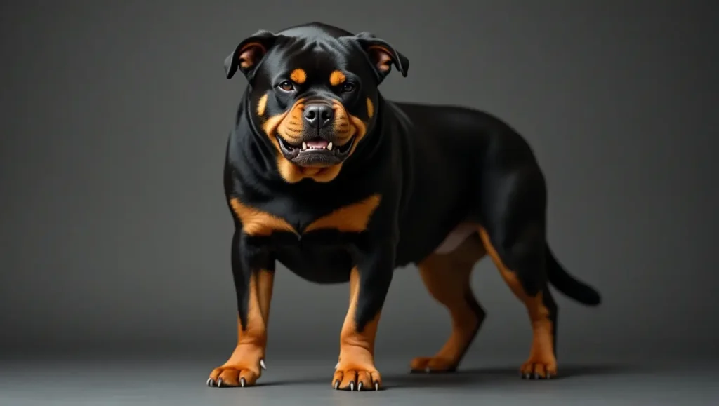 Rottweiler standing strong as one of the most dangerous dog breeds.