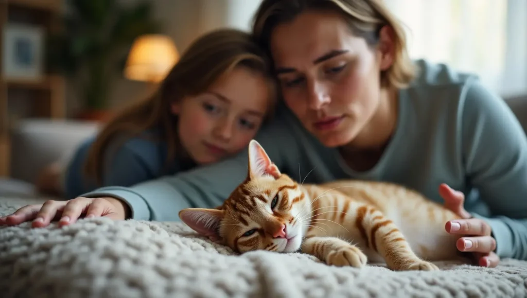 A cat owner observing their cat’s heavy breathing, asking the question, "Why Is My Cat Breathing Heavily?" with concern and care.