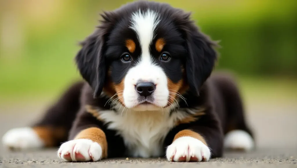 Whizpet's expert research on Bernese Mountain Dog puppies highlighting their fluffy coats, loving nature, and irresistible charm.